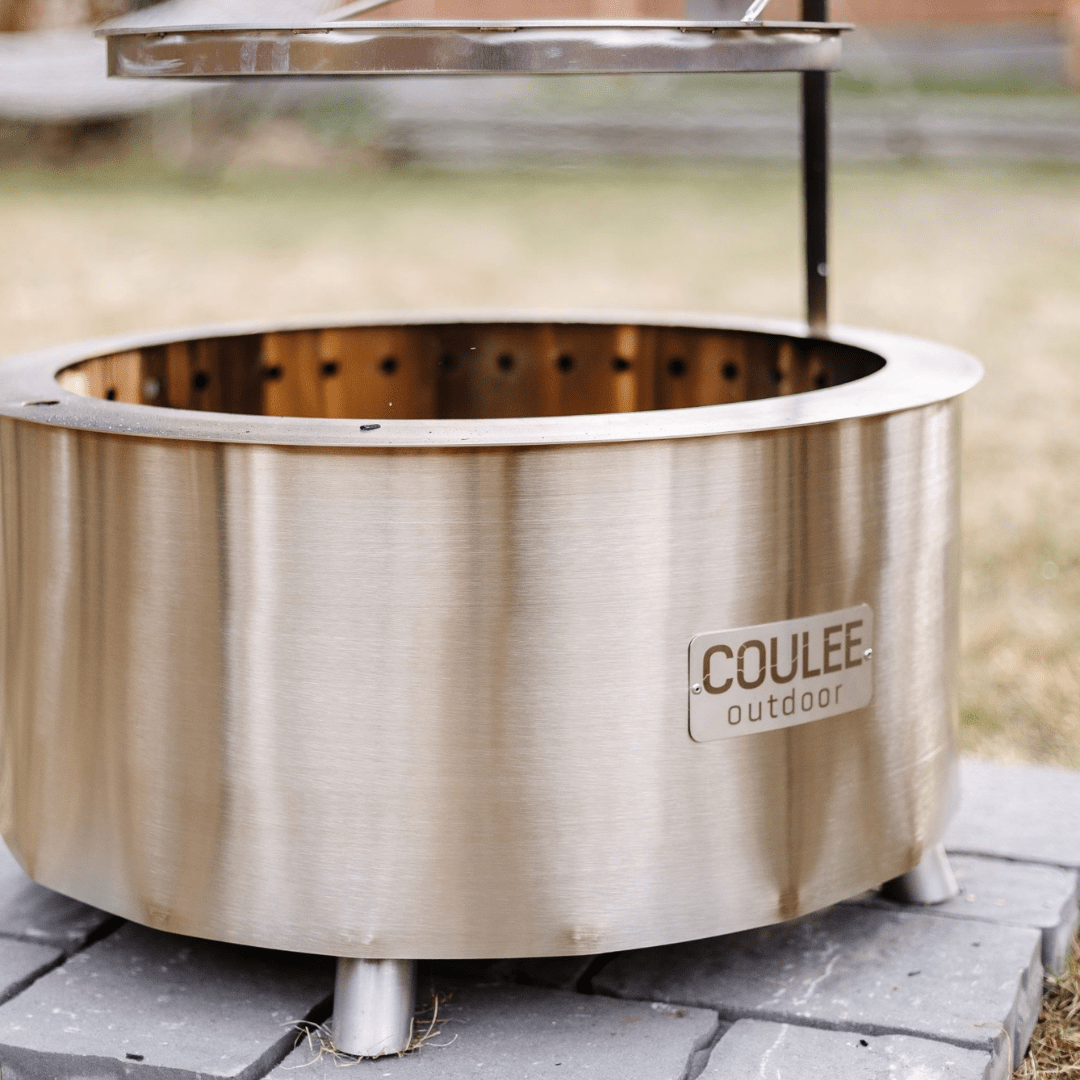 **PRE-SALE** CouleeYard™ 24 Essential Bundle - Smokeless Fire Pit, Spark Screen, Ash Scoop, Fabric Cover